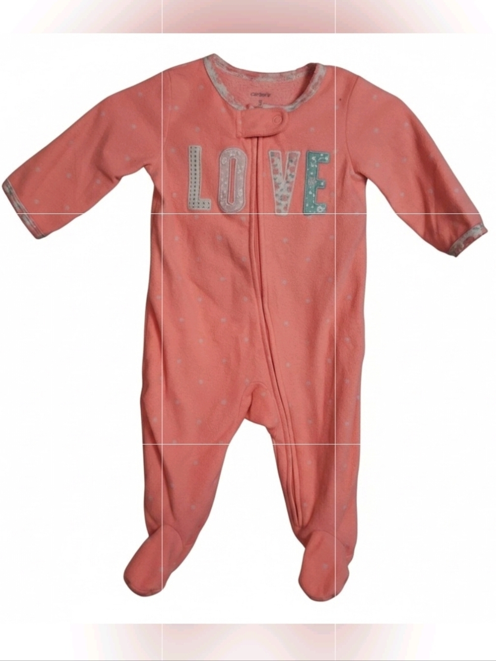 Carter’s | LOVE Fleece Footed Sleeper Pajamas | 3 Months | Pink Baby Girl